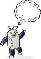 cartoon robot with thought bubble vector