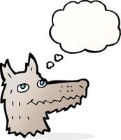 cartoon wolf head with thought bubble vector