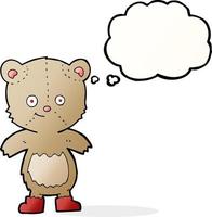 cartoon cute teddy bear with thought bubble vector