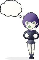 cartoon pretty vampire girl with thought bubble vector