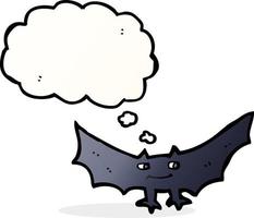 cartoon spooky vampire bat with thought bubble vector