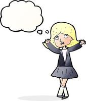 cartoon unhappy girl with thought bubble vector