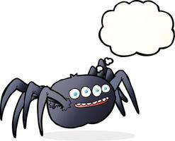 cartoon spooky spider with thought bubble vector