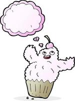 cartoon cupcake monster with thought bubble vector