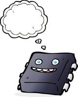 cartoon computer chip with thought bubble vector