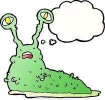 cartoon gross slug with thought bubble vector