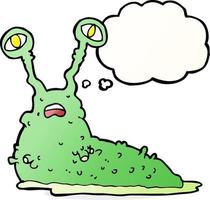 cartoon gross slug with thought bubble vector