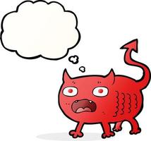 cartoon little imp with thought bubble vector