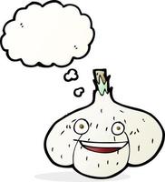 cartoon garlic with thought bubble vector