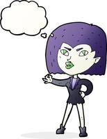 cartoon vampire girl with thought bubble vector