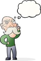 cartoon annoyed old man with thought bubble vector