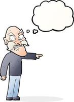 cartoon furious old man with thought bubble vector
