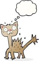 cartoon scared cat with thought bubble vector