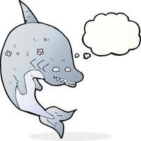 cartoon shark with thought bubble vector