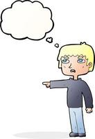 cartoon boy pointing with thought bubble vector