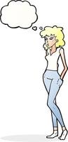 cartoon pretty woman  with thought bubble vector