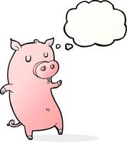 funny cartoon pig with thought bubble vector