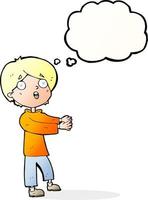 cartoon shocked boy with thought bubble vector