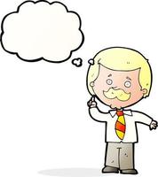 cartoon newsreader man with idea with thought bubble vector