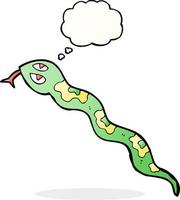 cartoon hissing snake with thought bubble vector