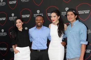 LOS ANGELES, JUL 14 - Aimee Garcia, Justin Hires, Jessika Van, Jon Foo at the Warner Bros Studio Tour Hollywood Expansion Official Unveiling, Stage 48 - Script To Screen at the Warner Brothers Studio on July 14, 2015 in Burbank, CA photo