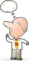 cartoon bald man asking question with thought bubble vector