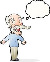 cartoon old man gasping in surprise with thought bubble vector