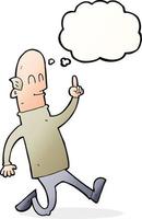 cartoon bald man with idea with thought bubble vector
