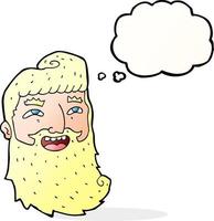 cartoon laughing bearded man with thought bubble vector