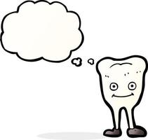 cartoon happy tooth with thought bubble vector