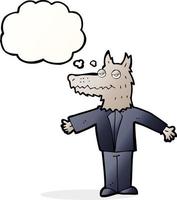 cartoon wolf with thought bubble vector
