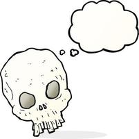 cartoon spooky skull with thought bubble vector