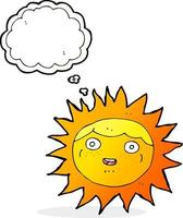 sun cartoon character with thought bubble vector