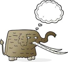 mamut lanudo de dibujos animados con burbuja de pensamiento vector