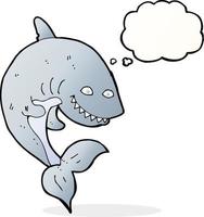 tiburón de dibujos animados con burbuja de pensamiento vector