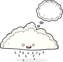 nube de lluvia de dibujos animados con burbujas de pensamiento vector