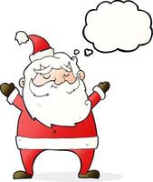 jolly santa cartoon with thought bubble vector