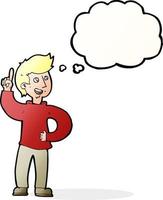cartoon man with idea with thought bubble vector