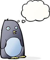 cartoon penguin with thought bubble vector