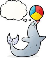 cartoon performing seal with thought bubble vector