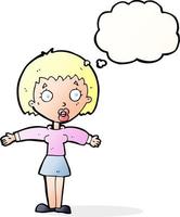 cartoon shocked woman with thought bubble vector
