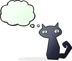 cartoon black cat with thought bubble vector