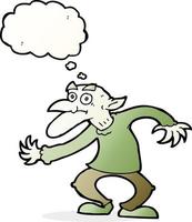 cartoon goblin with thought bubble vector