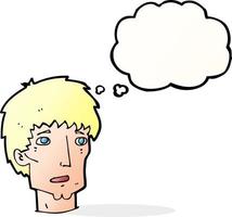 cartoon worried man with thought bubble vector