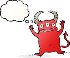 cartoon little devil with thought bubble vector