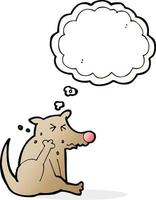 cartoon dog scratching with thought bubble vector