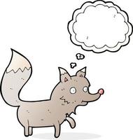 cartoon wolf cub with thought bubble vector