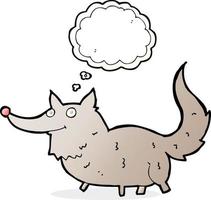 cartoon little wolf with thought bubble vector