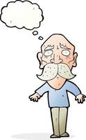 cartoon sad old man with thought bubble vector