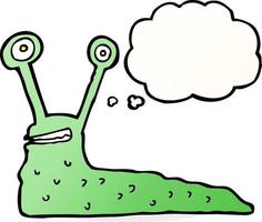 cartoon slug with thought bubble vector